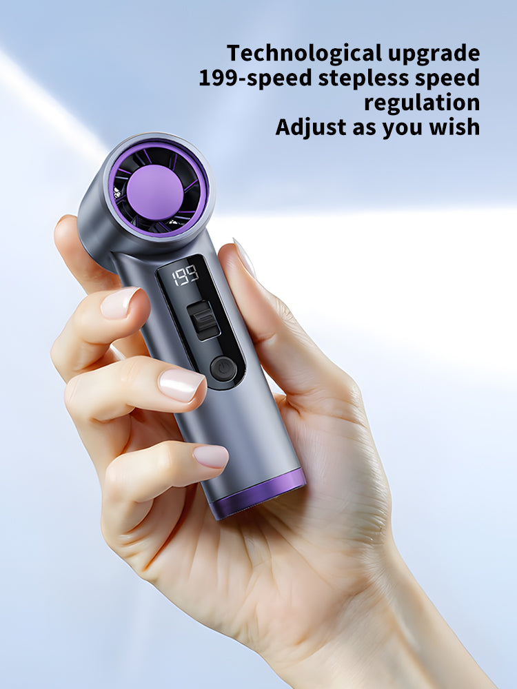 Rechargeable Electric Handheld Fan 199 Speeds Adjustable Portable Outdoor Mini Air Cooling Turbo Fan Personal Fan with Lanyard