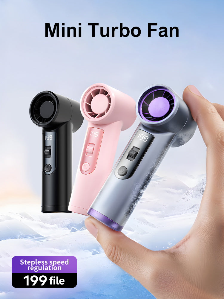 Rechargeable Electric Handheld Fan 199 Speeds Adjustable Portable Outdoor Mini Air Cooling Turbo Fan Personal Fan with Lanyard