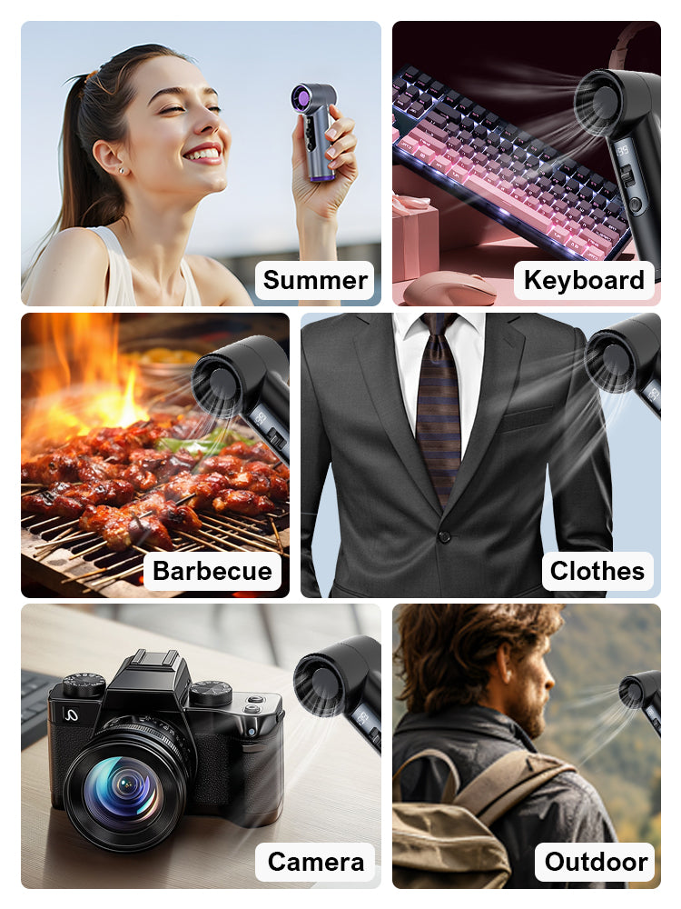 Rechargeable Electric Handheld Fan 199 Speeds Adjustable Portable Outdoor Mini Air Cooling Turbo Fan Personal Fan with Lanyard