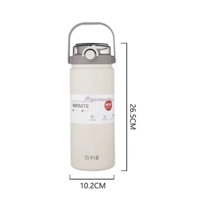 1.2L Large Capacity Bottle with Straw Stainless Steel Double Drinking Straw Thermal Water Bottle Keep Cold and Hot Thermos Cup