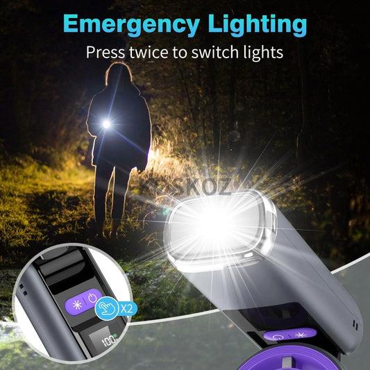 3 IN 1 Handheld Fan, Mini Fan with Flashlight and Cooling, with Air Turbo Cooling Fan for Outdoor Activities, Travel, Working