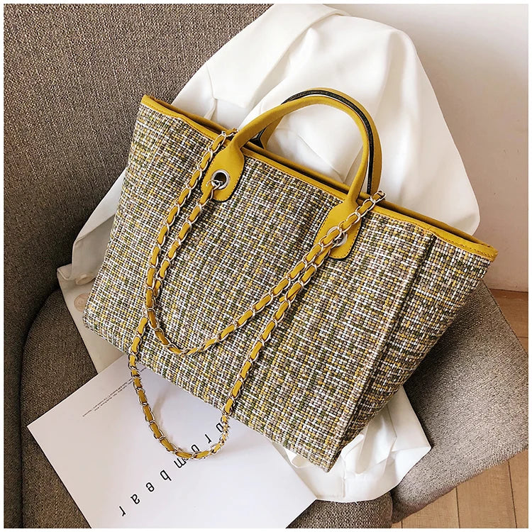 Women Tote Bag Fashion Nylon Large Handbag Chains Shoulder Bags Ladies Big Messenger Bag, Shopping Bag