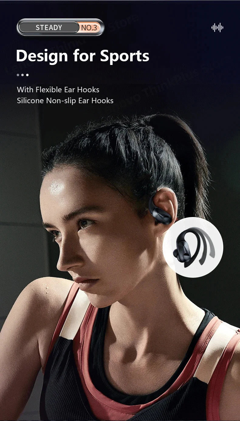 Lenovo LP75 Sports Wireless Earphones with Mics,Button Control, LED Power Display,Hifi Stereo Sound BT 5.3 TWS Headphones