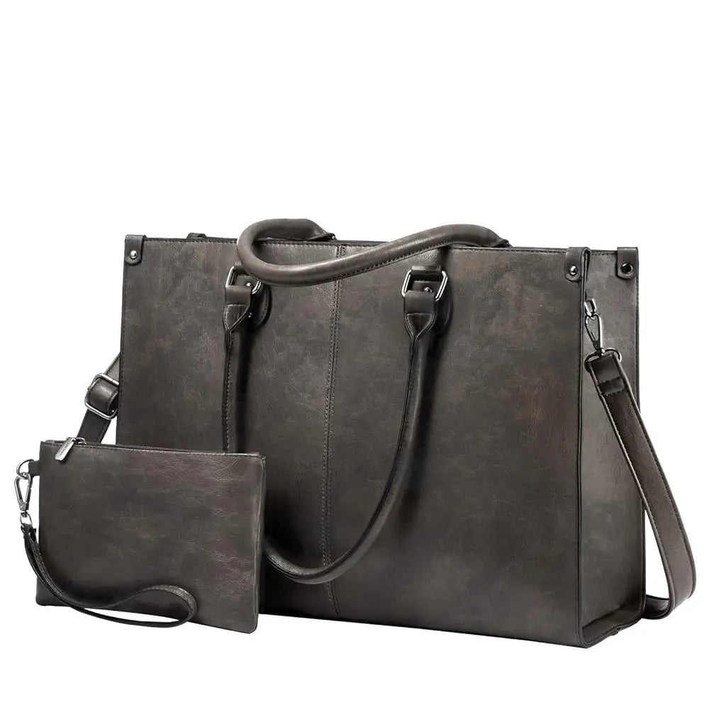 LOVEVOOK 2024 Hot Sale Vintage PU Leather Computer Bag Business Handbag Large Capacity Laptop Tote Work Bag Laptop Bag for Women