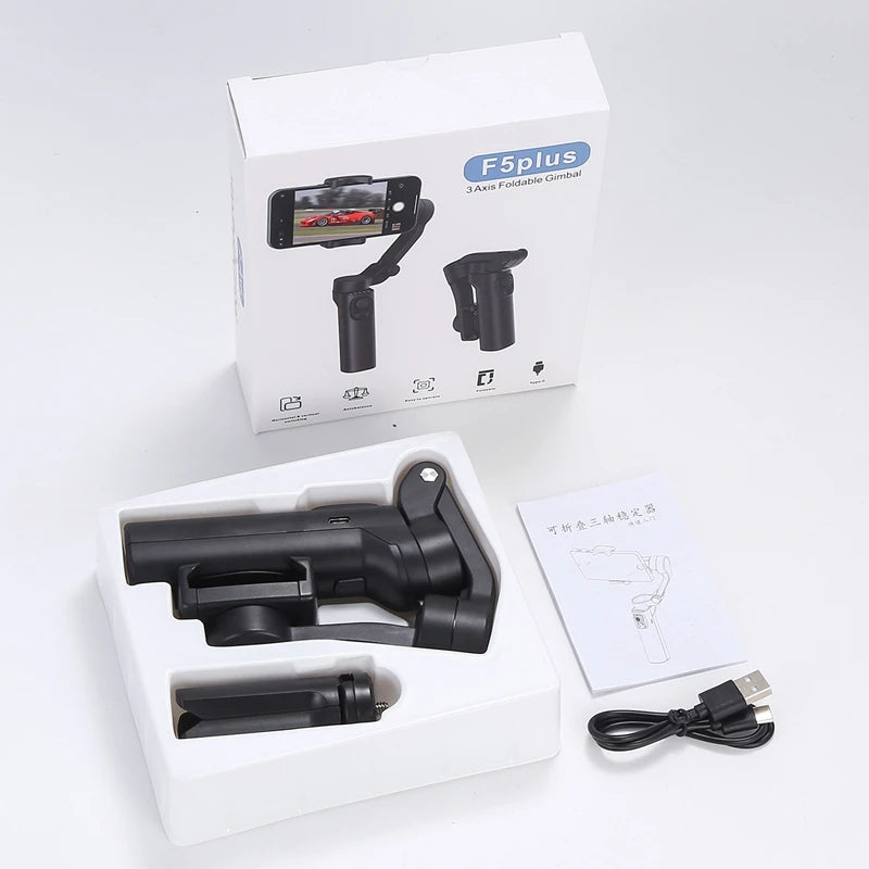 2025 F5 Plus 3-Axis Foldable Handheld Gimbal Smartphone Stabilizer Anti-Shake Cellphone Video Recorder Vlog Mobile Selfie Camera