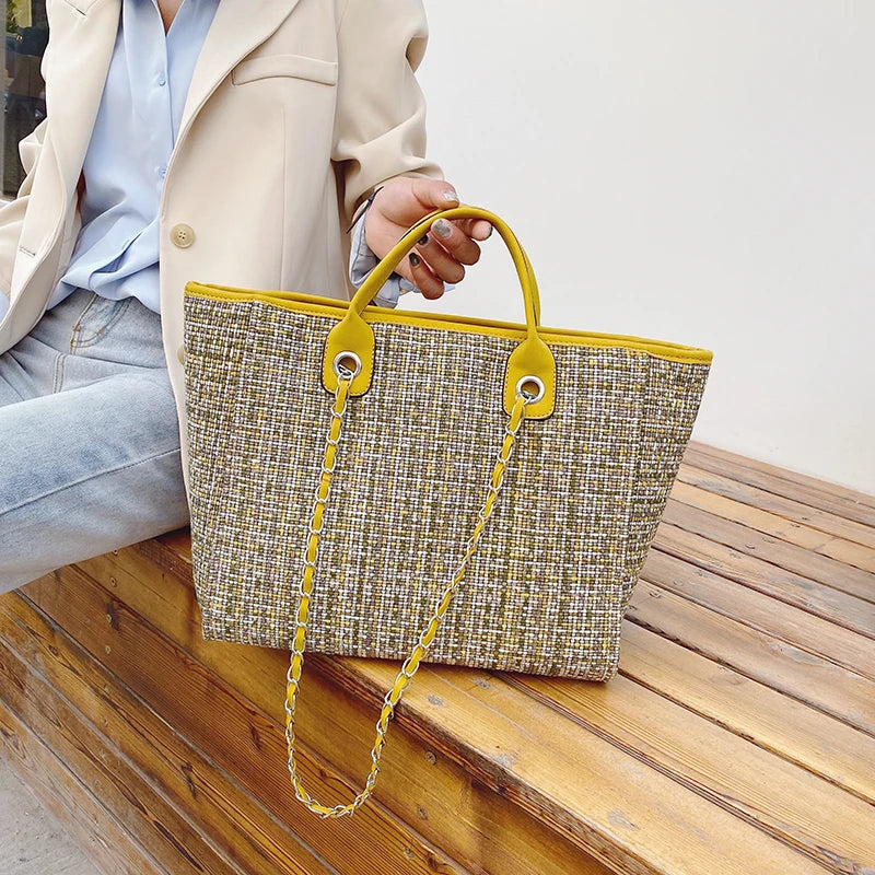 Women Tote Bag Fashion Nylon Large Handbag Chains Shoulder Bags Ladies Big Messenger Bag, Shopping Bag