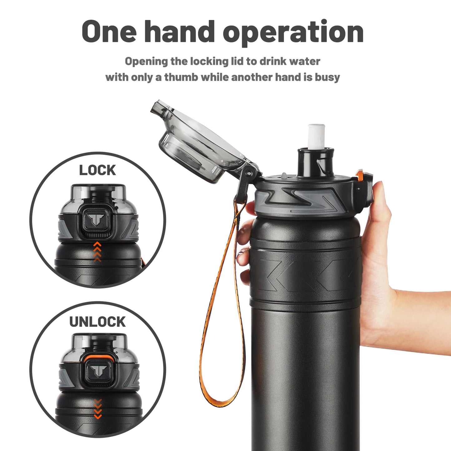 600ml 1000ml 16oz 32oz 316 Stainless Steel Thermos with Straw Vaccum Insulated Thermo Sport Bottle Double Wall Coffee Bottle