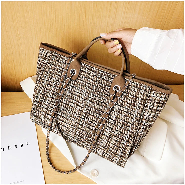 Women Tote Bag Fashion Nylon Large Handbag Chains Shoulder Bags Ladies Big Messenger Bag, Shopping Bag