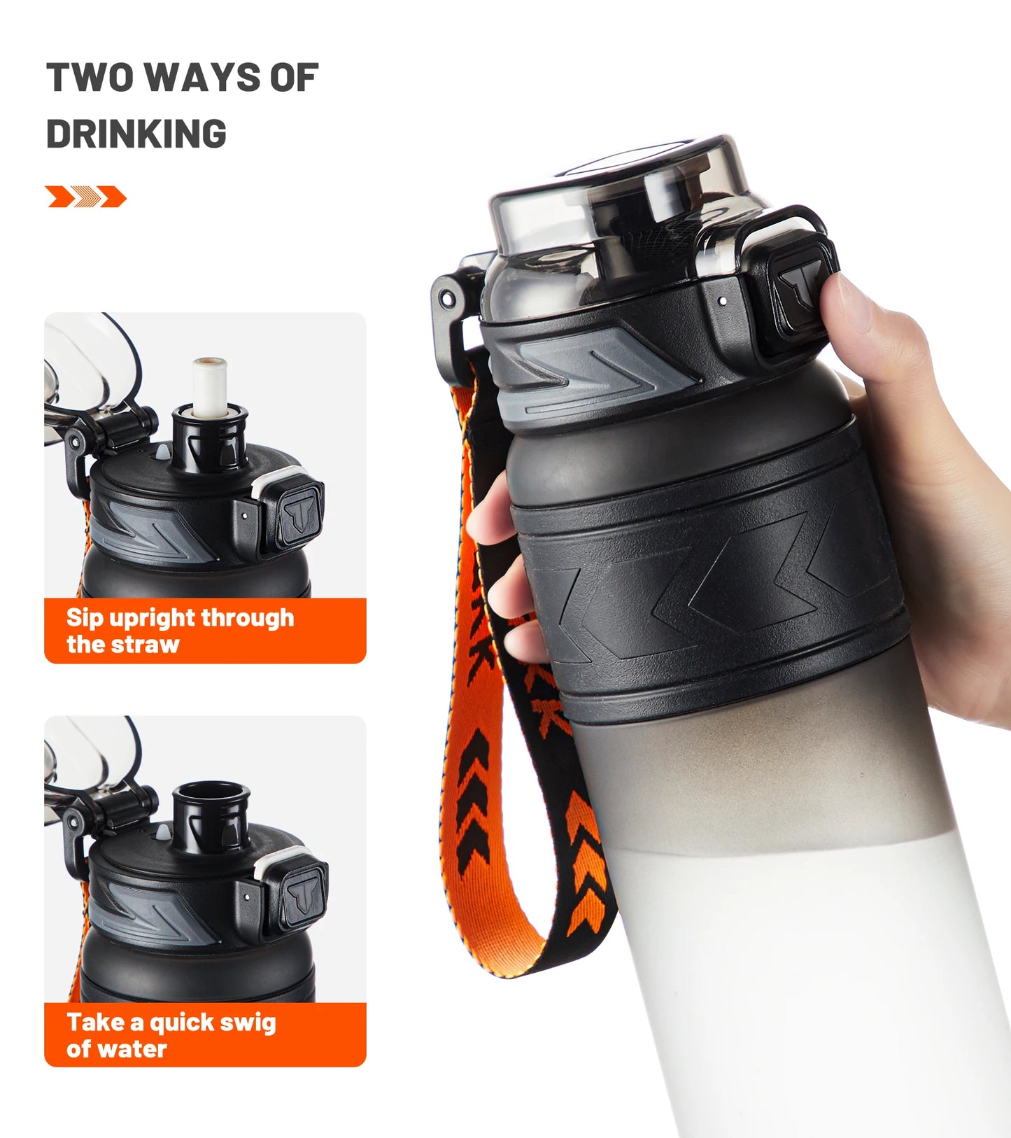 Custom Logo 1000ml Sports Tritan Water Bottle Gradient Color Design BPA-Free Lid Straw Safe Material for Running Travel Hiking