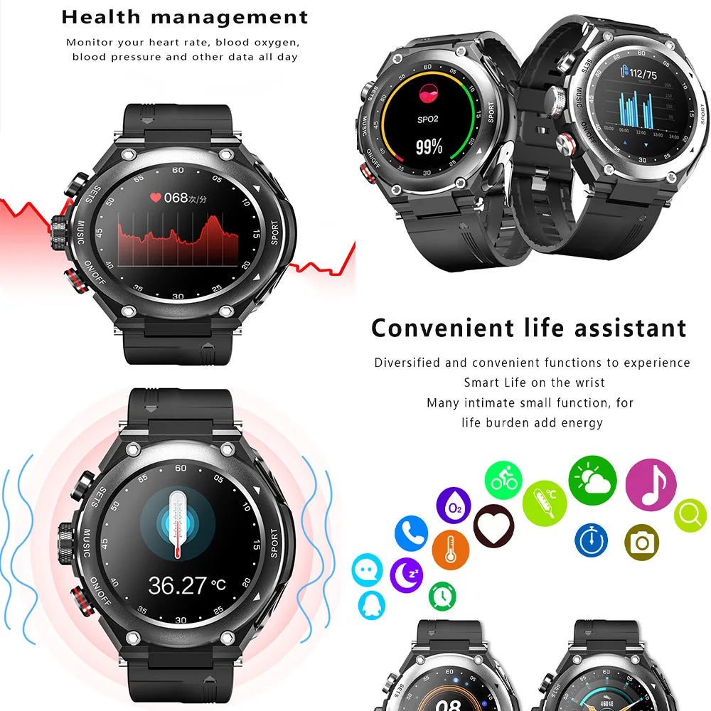 T92 Smart Watch with Earbuds 2-in-1 Music Player Heart Rate & Blood Pressure Monitor Waterproof IP67 Answer Calls with Earphones