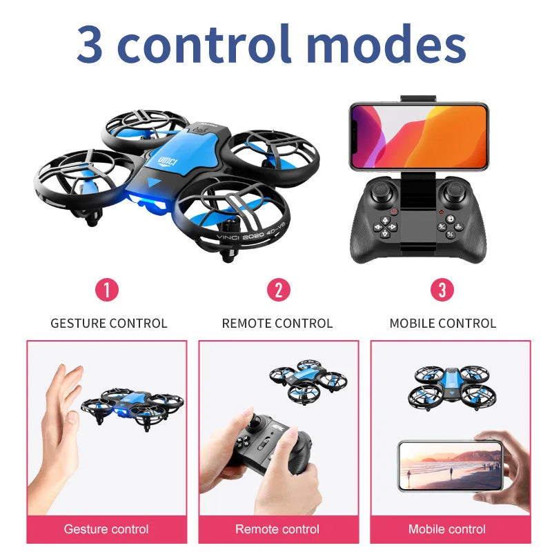 New V8 Mini Drone 4K 1080P HD Camera WiFi Fpv Air Pressure Altitude Hold Black Quadcopter RC Drone