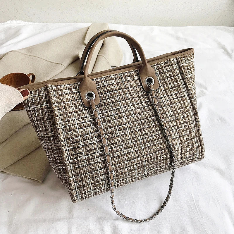 Women Tote Bag Fashion Nylon Large Handbag Chains Shoulder Bags Ladies Big Messenger Bag, Shopping Bag