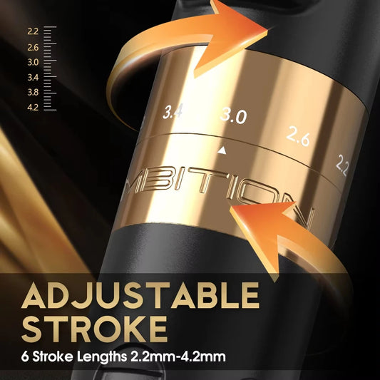 Ambition Seher 2400mAh Powerful Motor 2.2-4.2mm Adjustable Stroke Tattoo Gun Set Wireless Tattoo Machine Pen Complete Full Kit