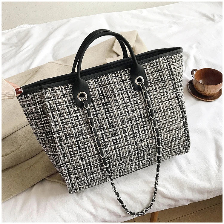 Women Tote Bag Fashion Nylon Large Handbag Chains Shoulder Bags Ladies Big Messenger Bag, Shopping Bag