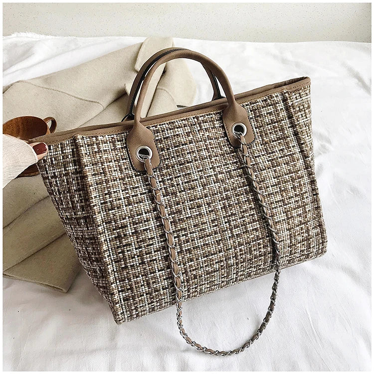 Women Tote Bag Fashion Nylon Large Handbag Chains Shoulder Bags Ladies Big Messenger Bag, Shopping Bag