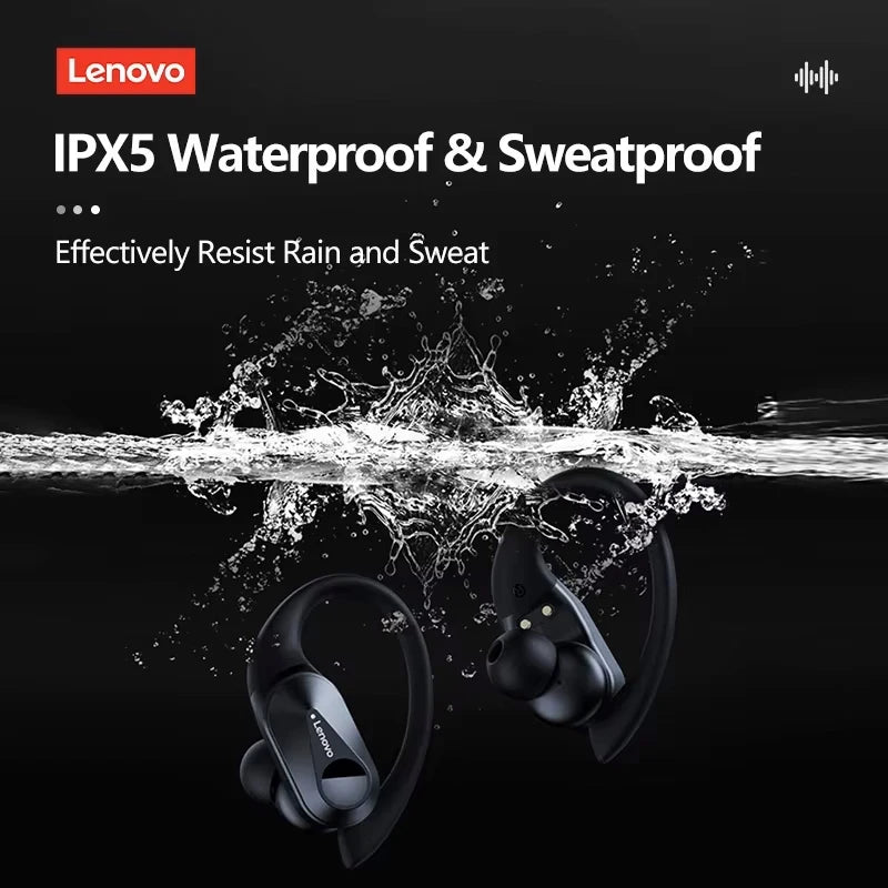 Lenovo LP75 Sports Wireless Earphones with Mics,Button Control, LED Power Display,Hifi Stereo Sound BT 5.3 TWS Headphones