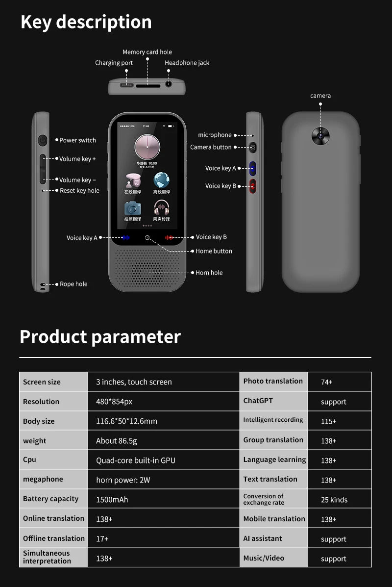 2025 Latest Portable Voice Language Translator Device 137 Online 17 Offline Language Translator S80 Pro Smart Translator