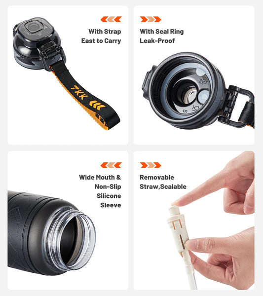 Custom Logo 1000ml Sports Tritan Water Bottle Gradient Color Design BPA-Free Lid Straw Safe Material for Running Travel Hiking