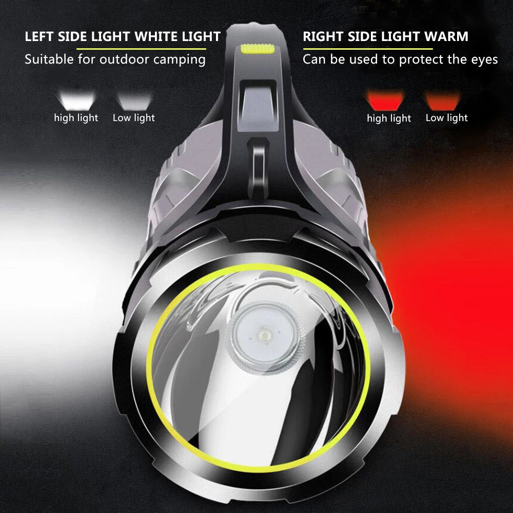 Super Bright USB Rechargeable Searchlight LED Flashlight Waterproof Ultra-Long Range Hand lamp Outdoor Hunting Fishing Light