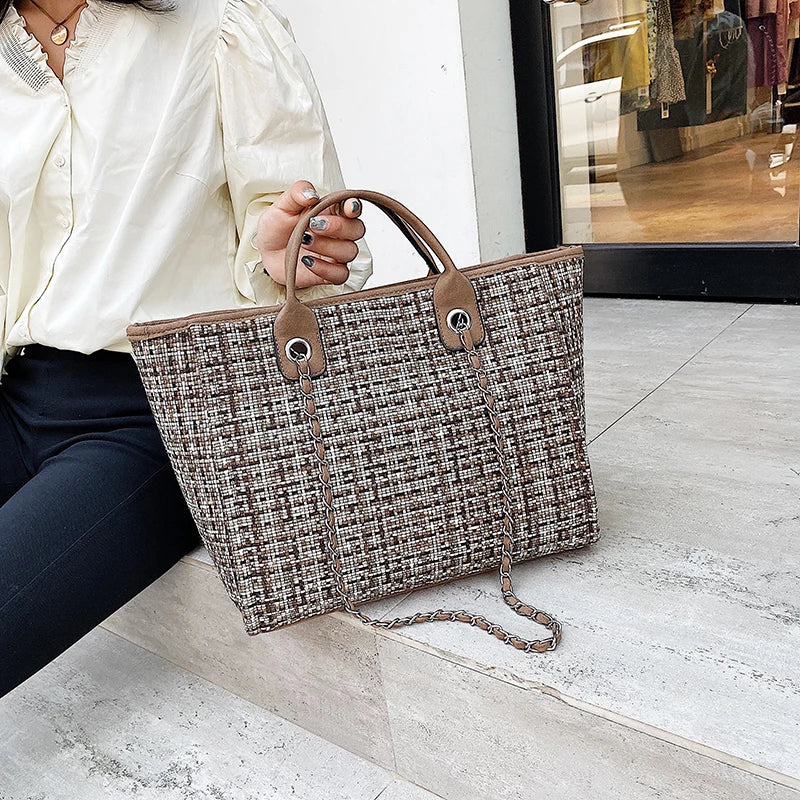 Women Tote Bag Fashion Nylon Large Handbag Chains Shoulder Bags Ladies Big Messenger Bag, Shopping Bag