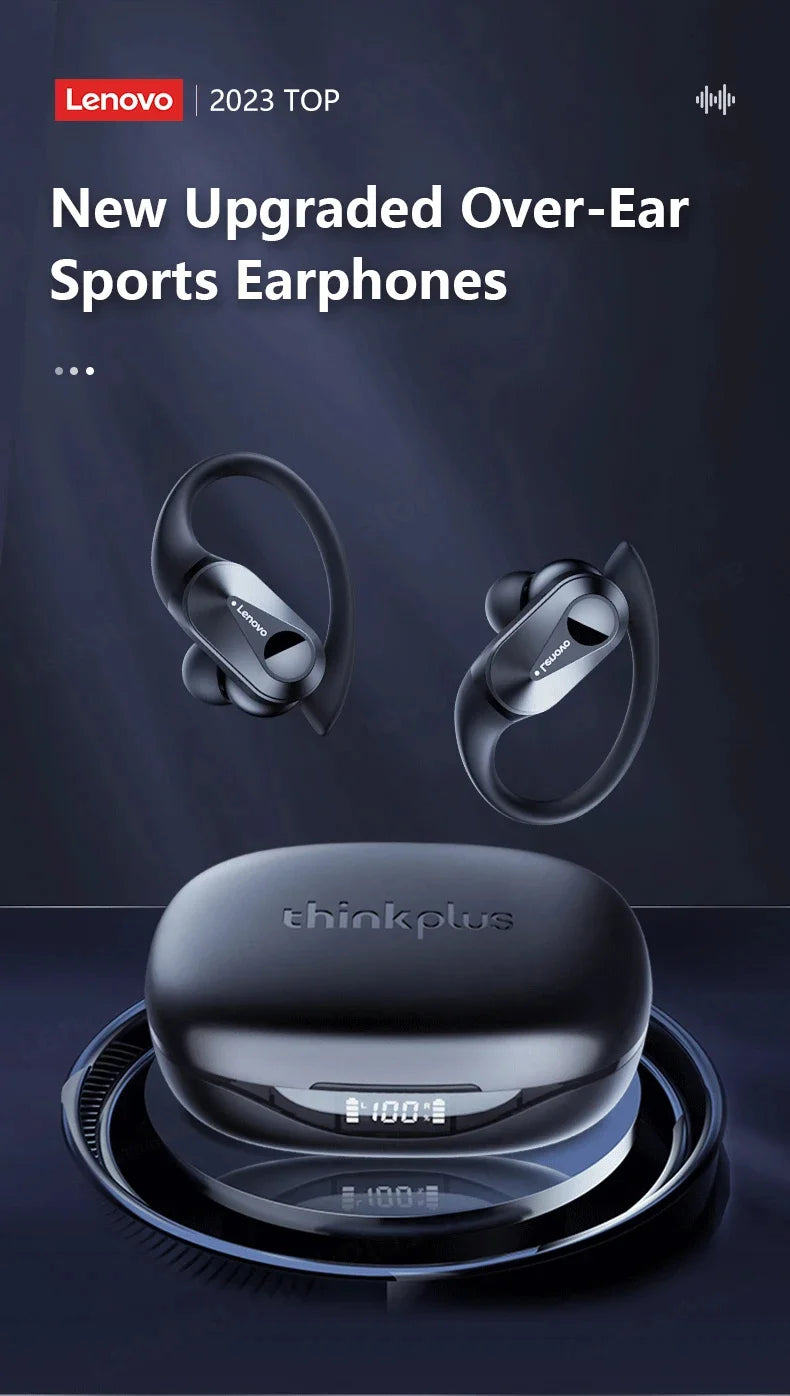 Lenovo LP75 Sports Wireless Earphones with Mics,Button Control, LED Power Display,Hifi Stereo Sound BT 5.3 TWS Headphones