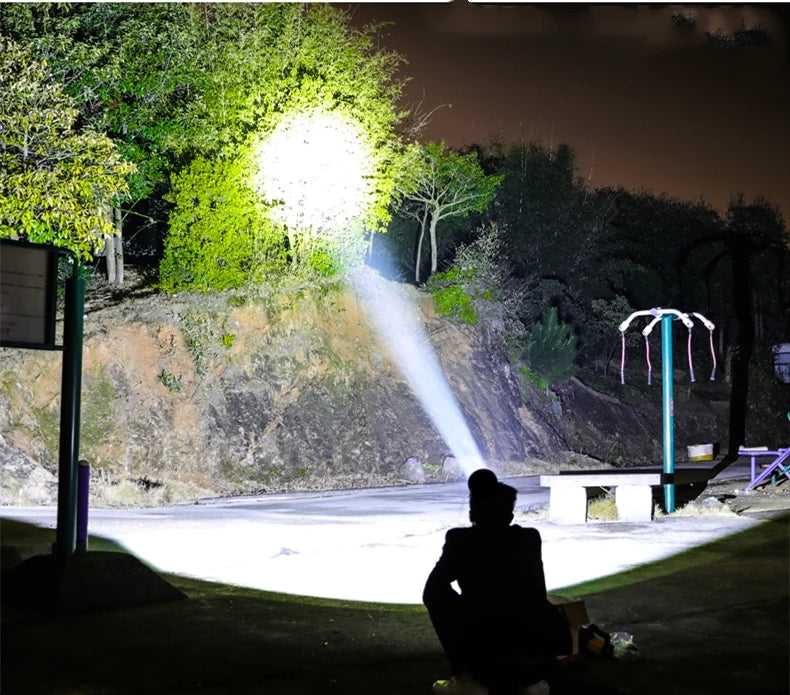 Super Bright USB Rechargeable Searchlight LED Flashlight Waterproof Ultra-Long Range Hand lamp Outdoor Hunting Fishing Light