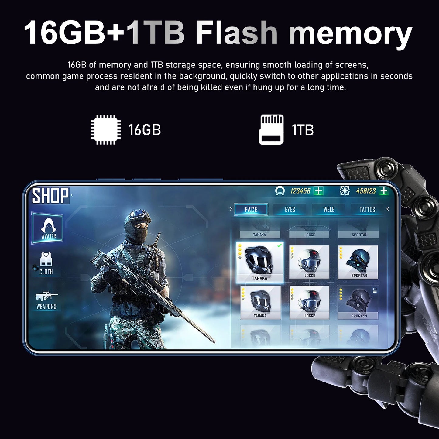 GT10 Pro the Ultimate 7.3 Full Display Android 5G-Smartphone with 16GB RAM 1TB Storage and 10-Core Power