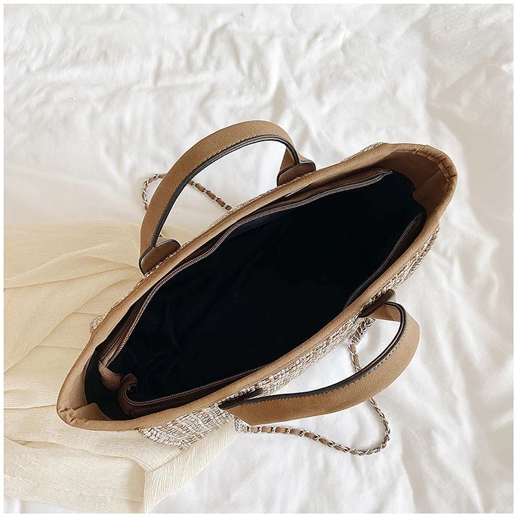 Women Tote Bag Fashion Nylon Large Handbag Chains Shoulder Bags Ladies Big Messenger Bag, Shopping Bag