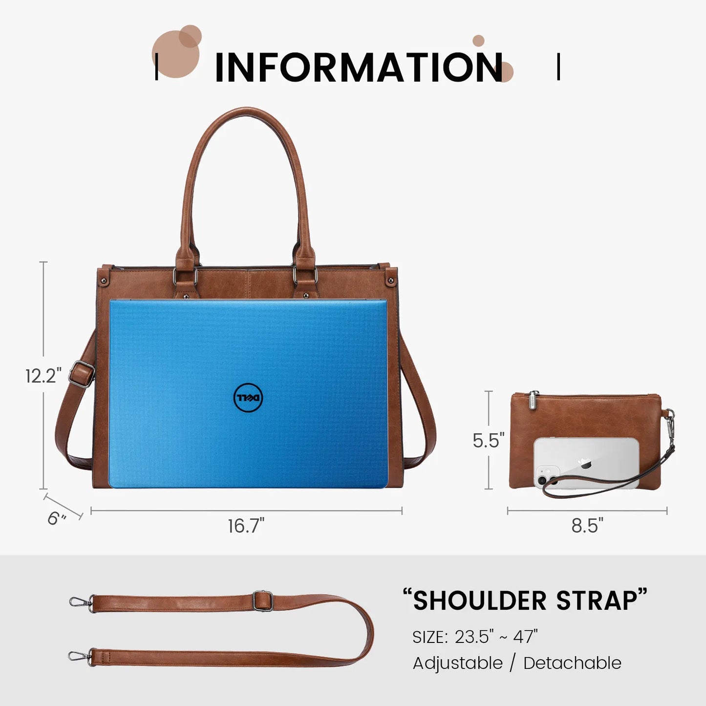 LOVEVOOK 2024 Hot Sale Vintage PU Leather Computer Bag Business Handbag Large Capacity Laptop Tote Work Bag Laptop Bag for Women
