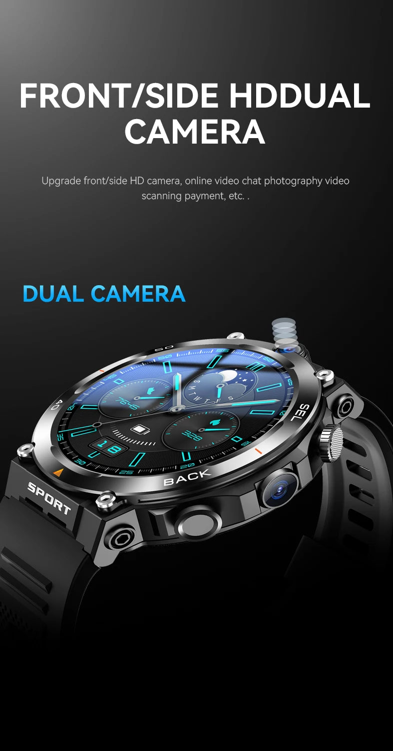 2024 4G 5G Smart Watch H10 WiFi GPS Dual Camera Video Call NFC 4+64GB 900MAH Battery Android Sport Smart Watch