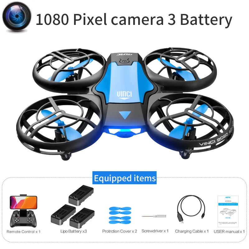 New V8 Mini Drone 4K 1080P HD Camera WiFi Fpv Air Pressure Altitude Hold Black Quadcopter RC Drone