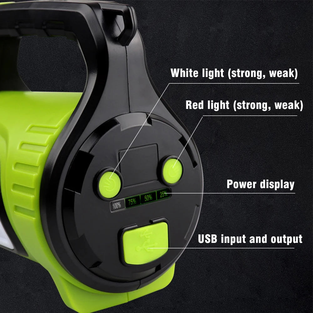 Super Bright USB Rechargeable Searchlight LED Flashlight Waterproof Ultra-Long Range Hand lamp Outdoor Hunting Fishing Light