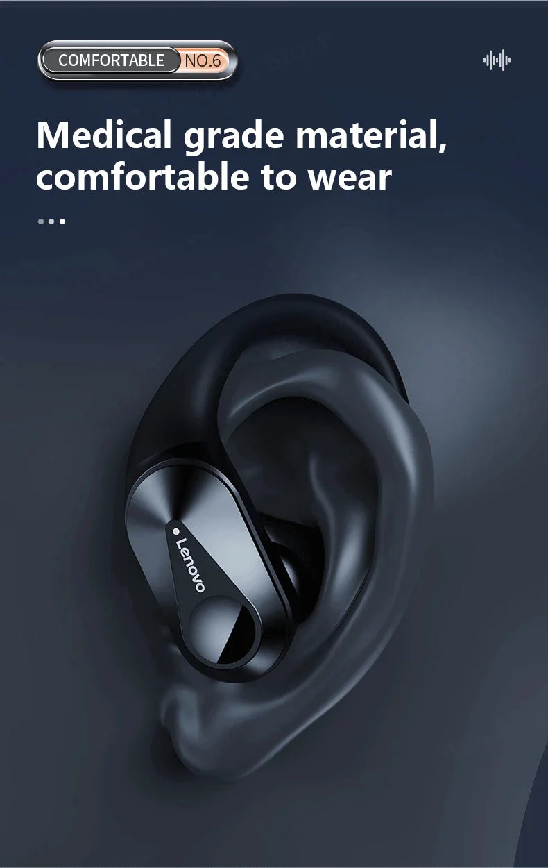 Lenovo LP75 Sports Wireless Earphones with Mics,Button Control, LED Power Display,Hifi Stereo Sound BT 5.3 TWS Headphones
