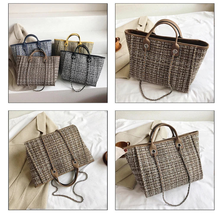 Women Tote Bag Fashion Nylon Large Handbag Chains Shoulder Bags Ladies Big Messenger Bag, Shopping Bag