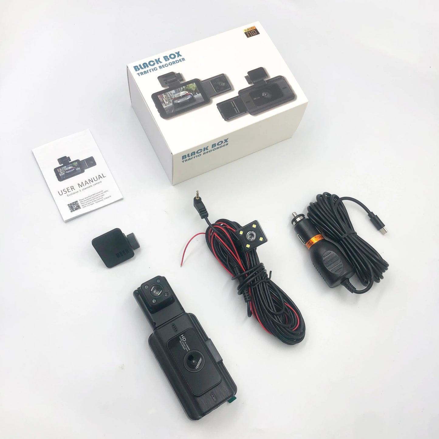 Dual Lens Car Dash Camera with Full HD 1080P IPS Screen WIFI APP Control Function-Black Box Video Recorder in Black Color