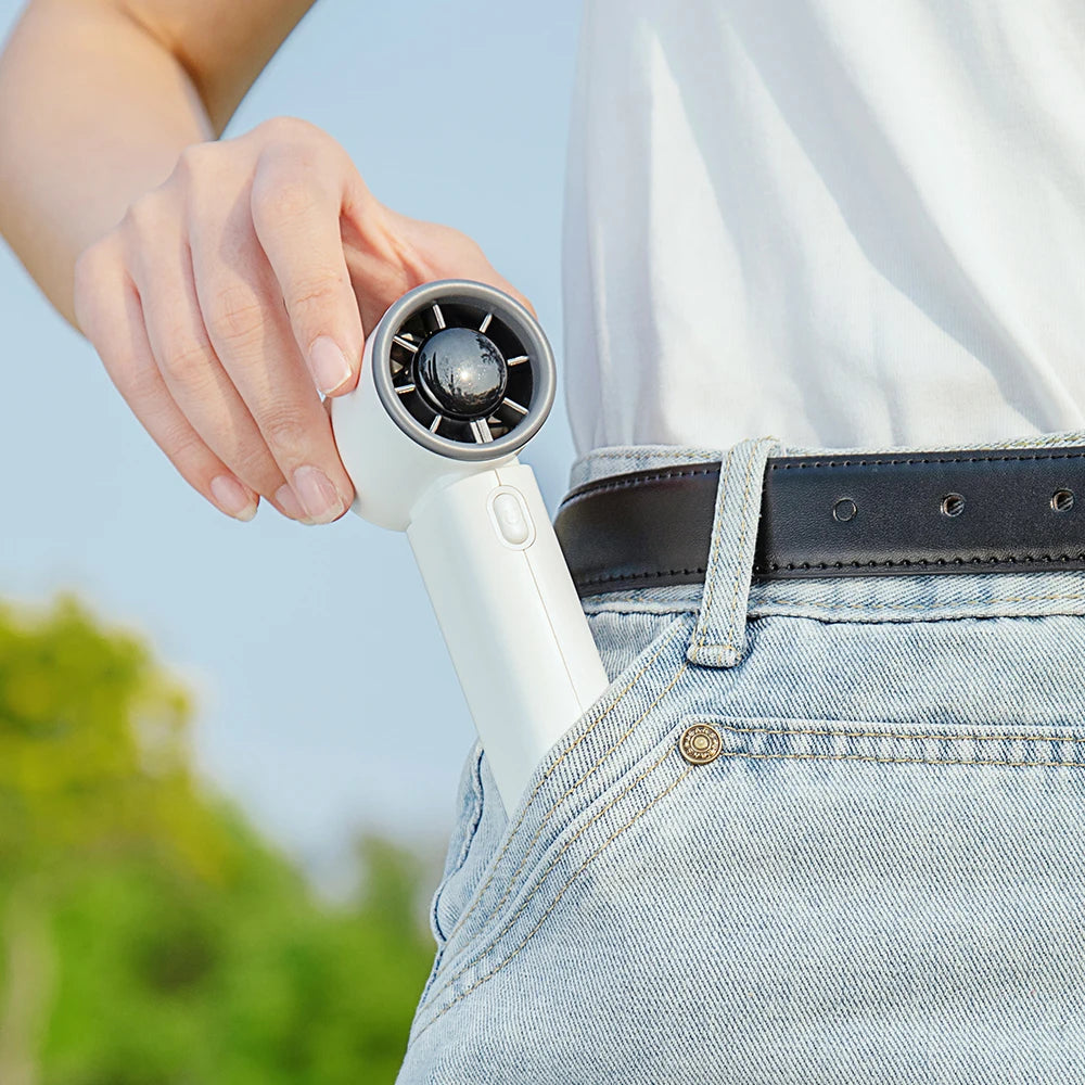 Intelligent Portable 2400mAh Lightweight Handheld High Speed Fan Rechargeable Handheld Small Lightweight Outdoor Air Cooling Fan