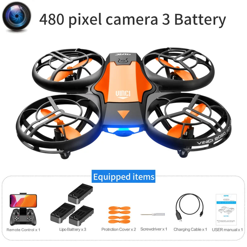 New V8 Mini Drone 4K 1080P HD Camera WiFi Fpv Air Pressure Altitude Hold Black Quadcopter RC Drone