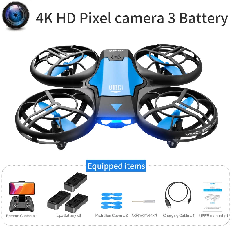 New V8 Mini Drone 4K 1080P HD Camera WiFi Fpv Air Pressure Altitude Hold Black Quadcopter RC Drone
