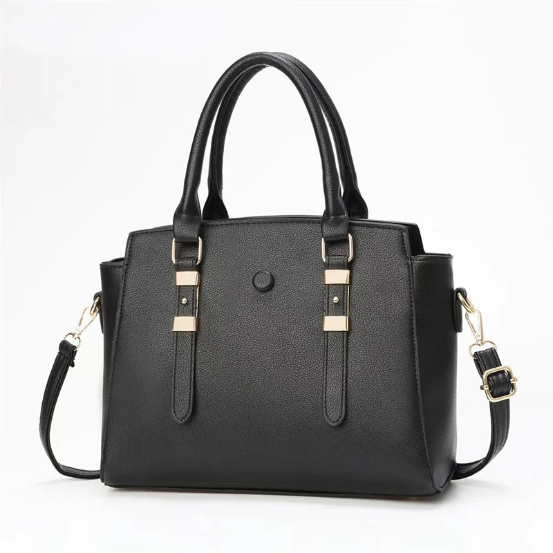 2024 New Women's Large-Capacity Retro Leisure Bag Casual Tote Oblique Straddle One-Shoulder Handbag Zipper Pure Color Simple