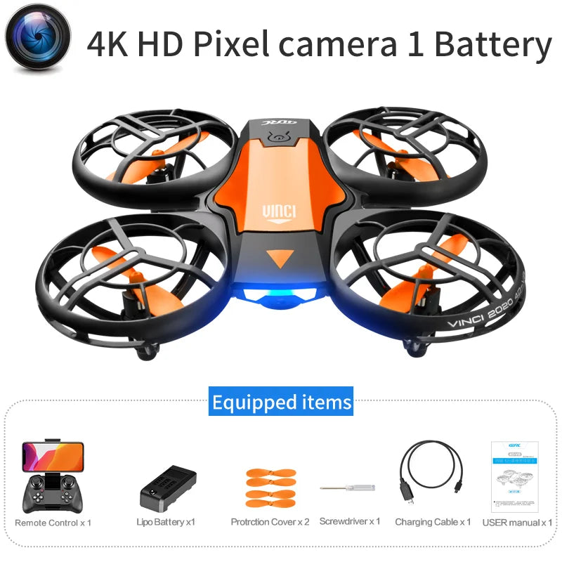 New V8 Mini Drone 4K 1080P HD Camera WiFi Fpv Air Pressure Altitude Hold Black Quadcopter RC Drone