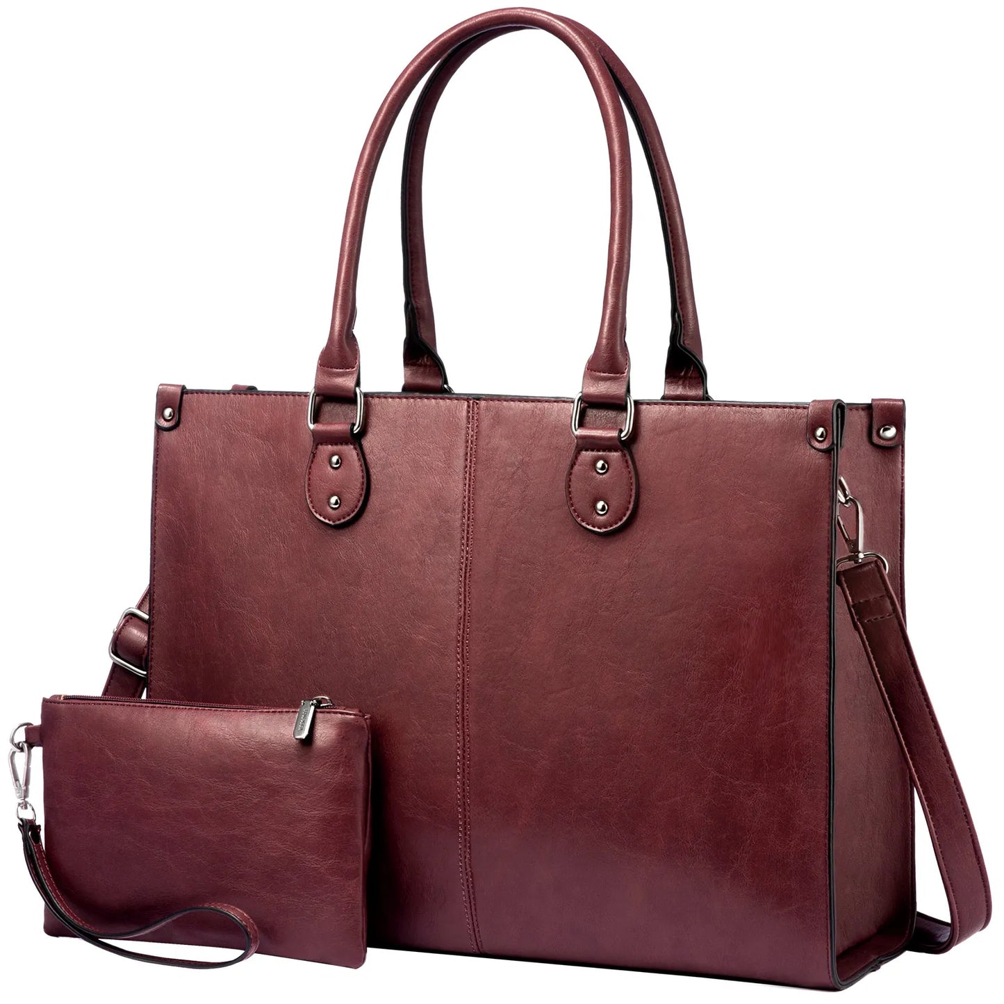LOVEVOOK 2024 Hot Sale Vintage PU Leather Computer Bag Business Handbag Large Capacity Laptop Tote Work Bag Laptop Bag for Women