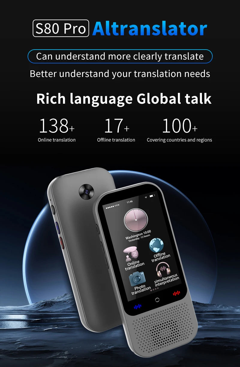 2025 Latest Portable Voice Language Translator Device 137 Online 17 Offline Language Translator S80 Pro Smart Translator