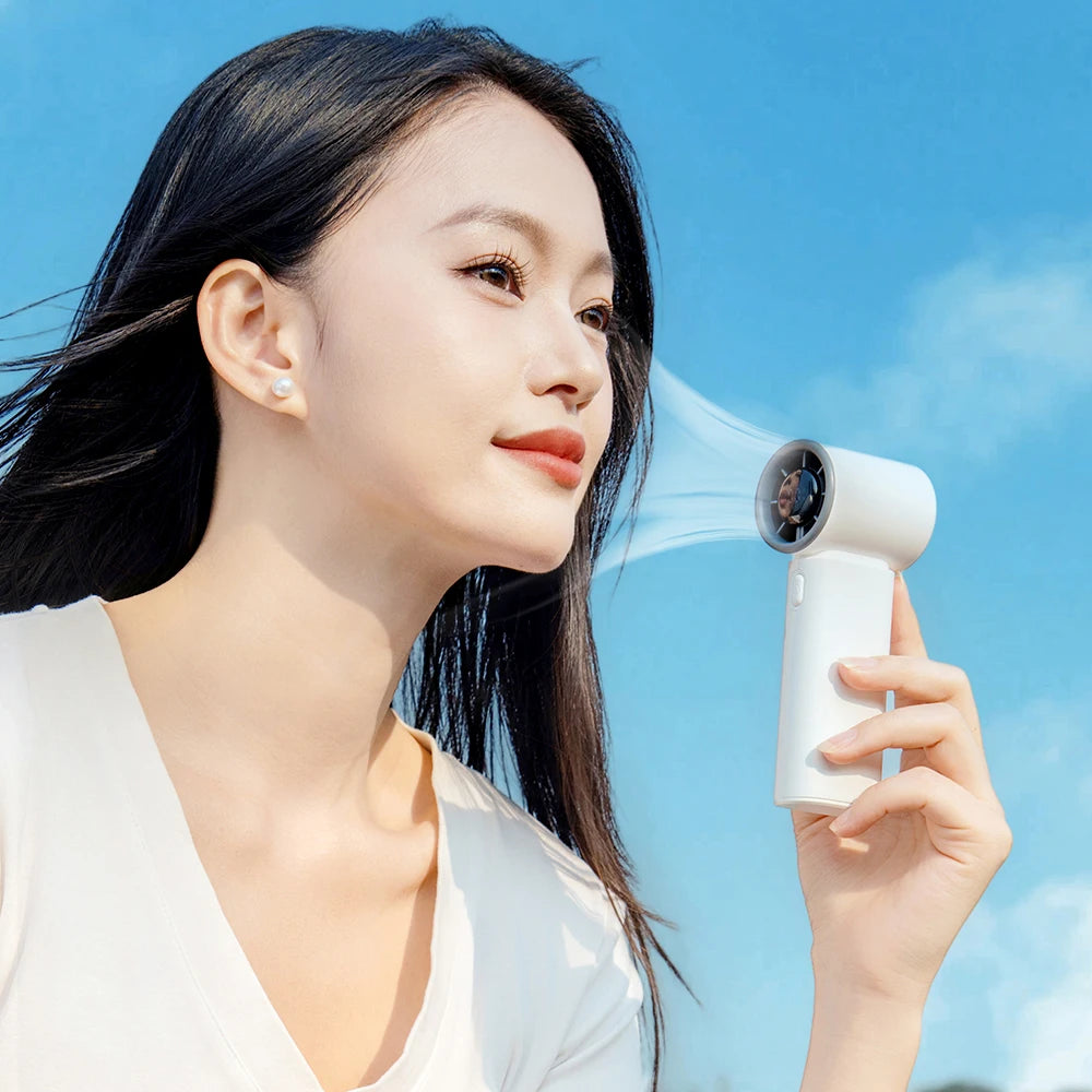 Intelligent Portable 2400mAh Lightweight Handheld High Speed Fan Rechargeable Handheld Small Lightweight Outdoor Air Cooling Fan
