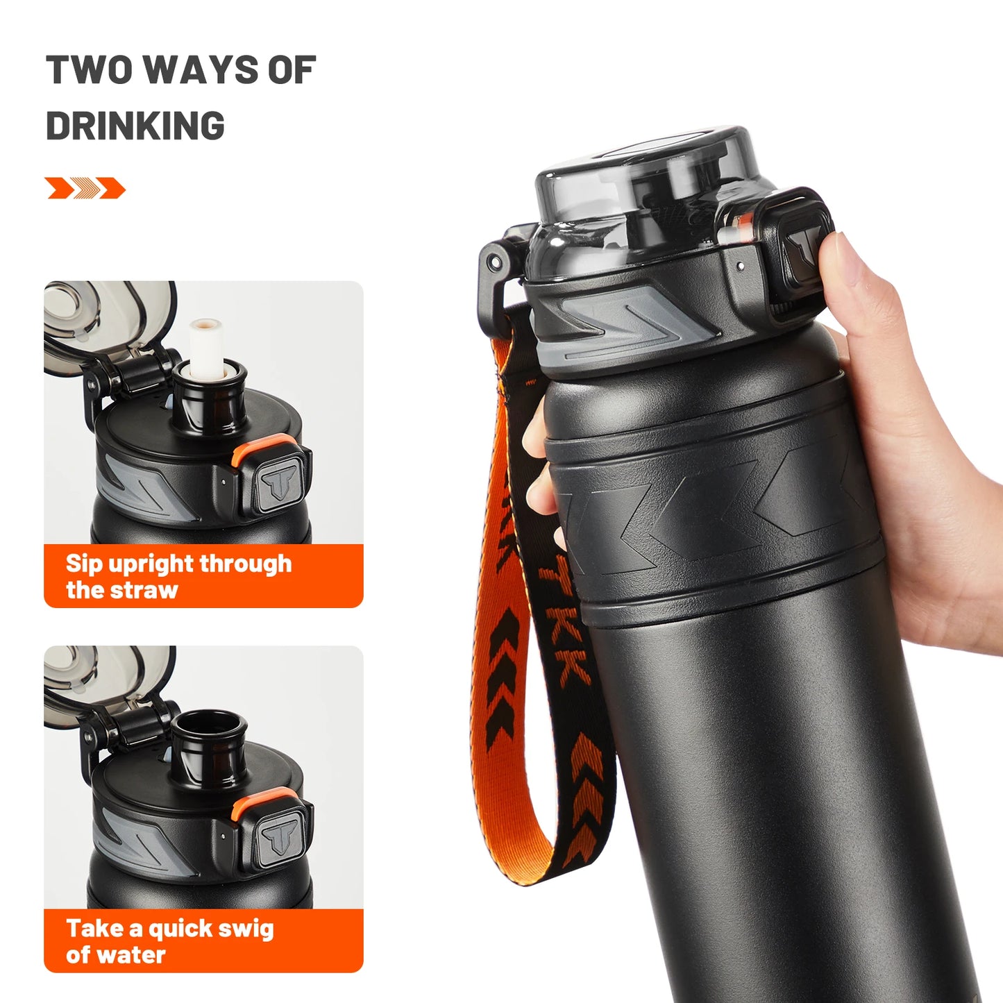 600ml 1000ml 16oz 32oz 316 Stainless Steel Thermos with Straw Vaccum Insulated Thermo Sport Bottle Double Wall Coffee Bottle