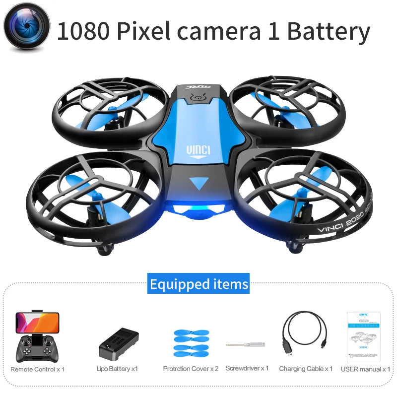 New V8 Mini Drone 4K 1080P HD Camera WiFi Fpv Air Pressure Altitude Hold Black Quadcopter RC Drone