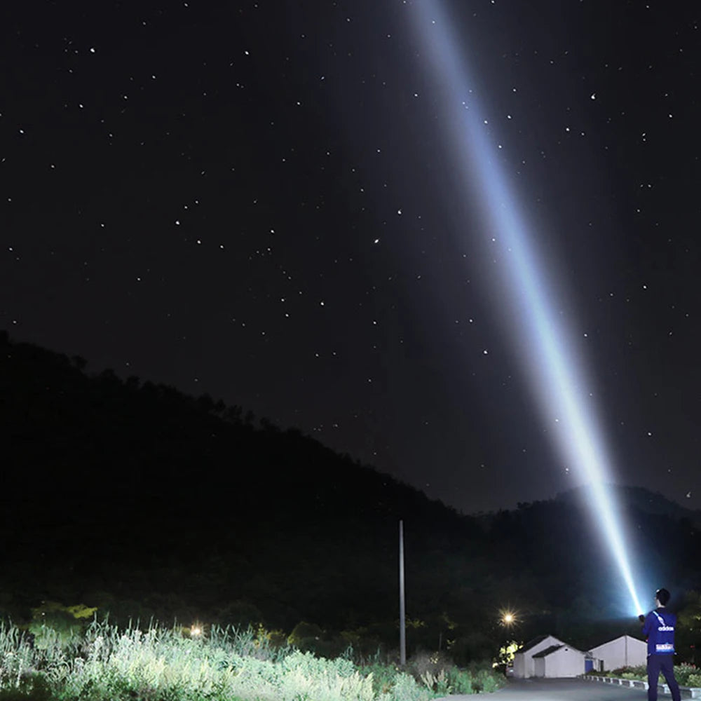 Super Bright USB Rechargeable Searchlight LED Flashlight Waterproof Ultra-Long Range Hand lamp Outdoor Hunting Fishing Light