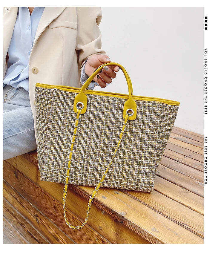 Women Tote Bag Fashion Nylon Large Handbag Chains Shoulder Bags Ladies Big Messenger Bag, Shopping Bag