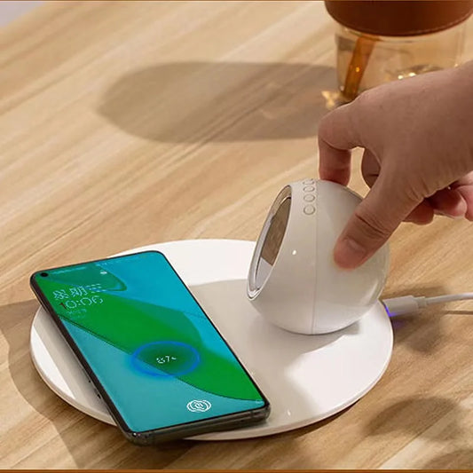 Yapears Wireless Chargers QI Phone Charger Adapter Multifunction Alarm Clock 15W Fast Charging With Led Night Light