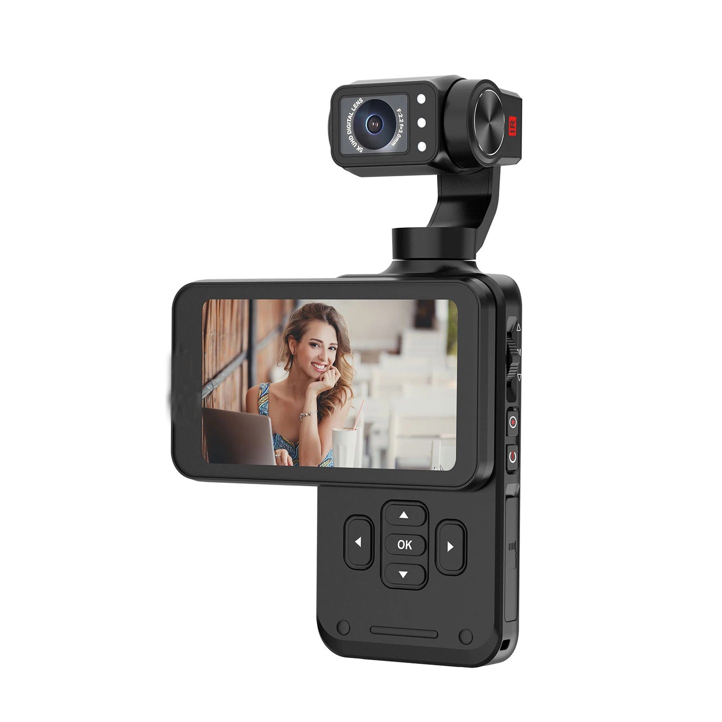 Mini HD Video Camcorder with 5K Recording, 3.5 Inch IPS Display, Optical Zoom, Night Shot, Stabilizer and WiFi