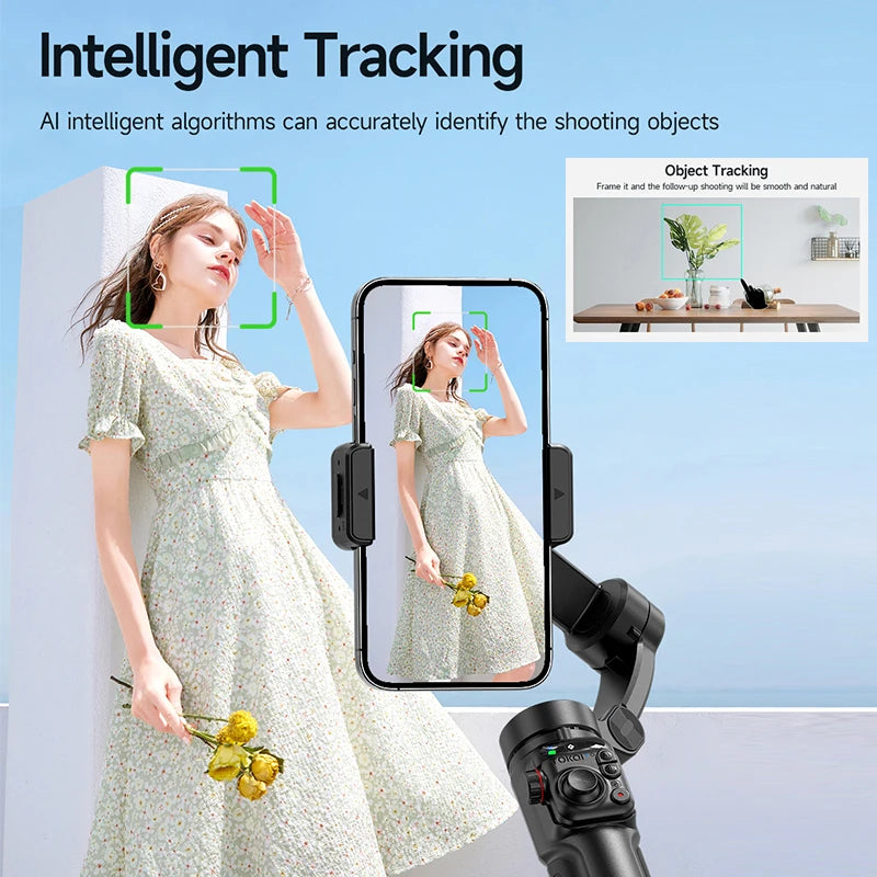 CYKE M05 Telescopic Rod Detachable Remote Control Three-Axis Al Stabilizer Extend 65CM Al Tracking and Shooting with Remote